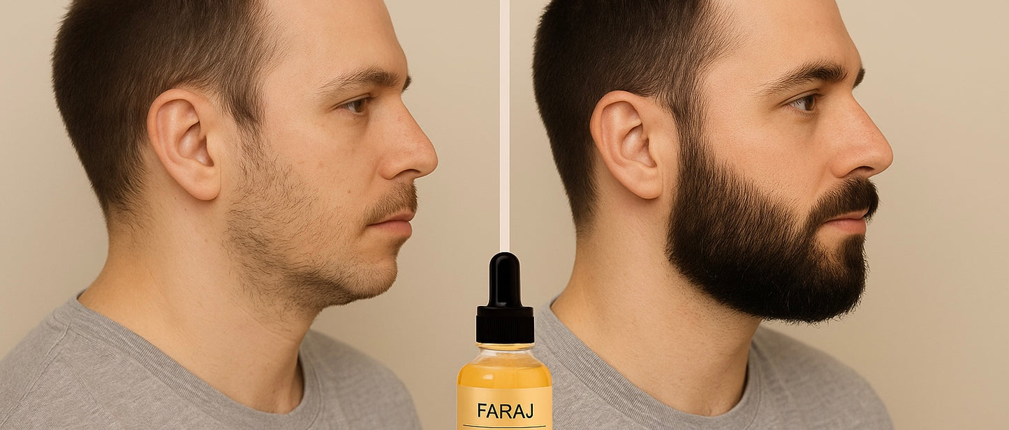 FARAJ Hair Growth Oil – For men & women. Helps fill patches, restore edges, and regrow hair. Nourishes the scalp and boosts circulation to support thicker, fuller, stronger growth with confidence.